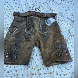 Men's Brown Embroidered Shorts